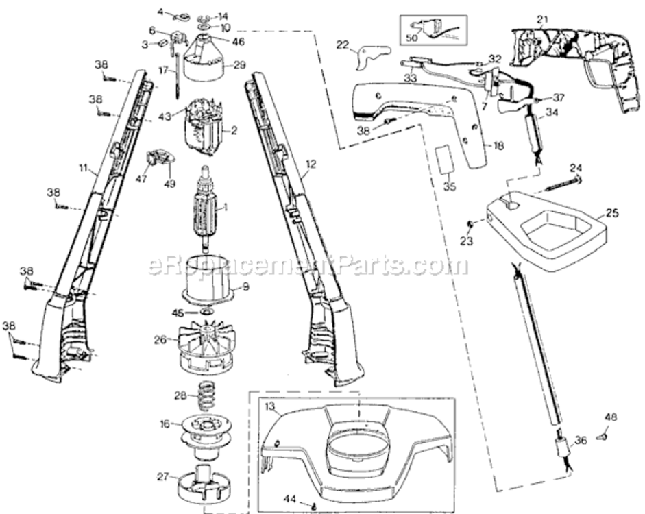 Page A Diagram and Parts List for GE600 Type 1 Black and Decker Trimmer
